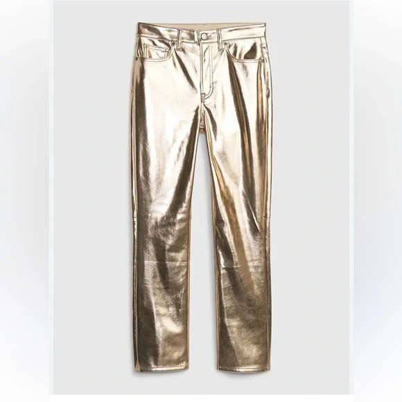 Gap High Rise Vegan Leather Vintage Slim Jeans in Gold 28/6 Long - Picture 2 of 3